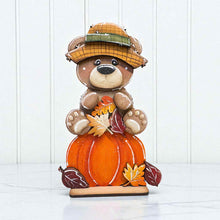 Load image into Gallery viewer, Bear Fall Pumpkin Standing File SVG, Leaves, Autumn, Farm, Sweater Weather, Tiered Tray Glowforge, LuckyHeartDesignsCo
