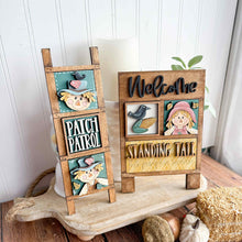 Load image into Gallery viewer, Scarecrow Pair Fall Mini Interchangeable Leaning Sign File SVG, Pumpkin Crow Autumn Pumpkin Farm, Tiered Tray Glowforge, LuckyHeartDesignsCo
