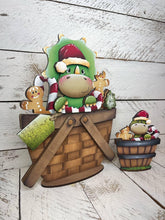 Load image into Gallery viewer, Christmas Dinosaur For The Flower Basket Interchangeable File SVG (Original and TINY) Santa T-Rex, Triceratops Glowforge LuckyHeartDesignsCo
