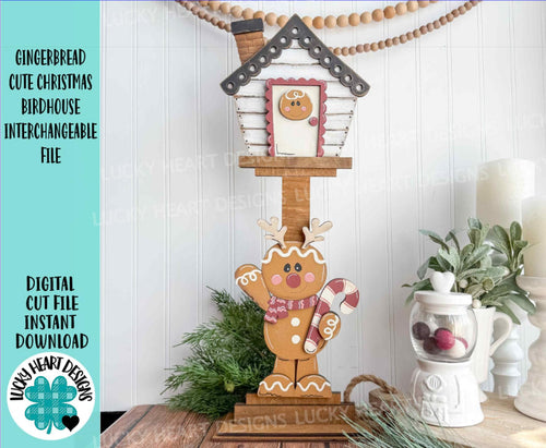 Gingerbread Cute Christmas for the Birdhouse Interchangeable File SVG, Glowforge, Man, Men, Reindeer Rudolph Seasonal, LuckyHeartDesignsCo