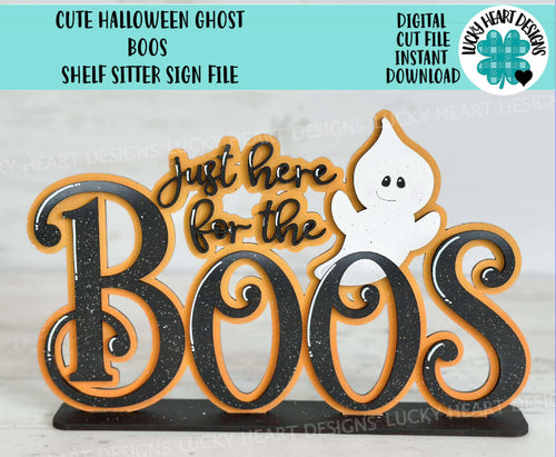 Cute Halloween Ghost Boos Shelf Sitter File SVG, Jack-o-lantern, Trick Or Treat Tiered Tray Glowforge, LuckyHeartDesignsCo