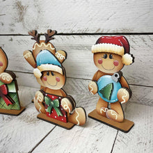 Load image into Gallery viewer, Gingerbread Cute Christmas Standing Sign File SVG, Santa Reindeer, Baking Cookies Mantle decor Centerpiece glowforge LuckyHeartDesignsCo
