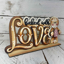 Load image into Gallery viewer, Gingerbread Cute Christmas Standing Sign File SVG, Santa Baking, Cookie Mantle decor Centerpiece glowforge LuckyHeartDesignsCo
