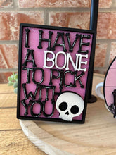 Load image into Gallery viewer, Skeleton Halloween Tiered Tray File SVG, Tier Tray, Boo, Spooky, Candy, Trick or Treat, Glowforge Laser, LuckyHeartDesignsCo
