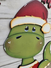 Load image into Gallery viewer, Christmas Dinosaur Santa Door Hanger File SVG, Glowforge, Brachiosaurus, Cute, Rudolph, Christmas, LuckyHeartDesignsCo
