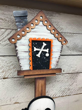 Load image into Gallery viewer, Cute Skeleton Birdhouse Interchangeable File SVG, Glowforge, Halloween, Skull, Pumpkin Trick or Treat, Holiday Shapes, LuckyHeartDesignsCo
