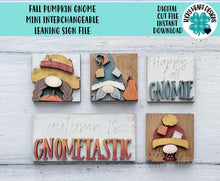 Load image into Gallery viewer, Fall Pumpkin MINI Interchangeable Leaning Sign File SVG, Scarecrow, Farm, Sweater Weather, Leaves Tiered Tray Glowforge, LuckyHeartDesignsCo
