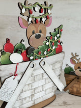 Load image into Gallery viewer, Reindeer Cute Christmas For The Flower Basket Interchangeable File SVG, TINY Santa Tree Lights Tiered Tray, Glowforge, LuckyHeartDesignsCo

