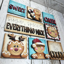 Load image into Gallery viewer, Gingerbread Cute Christmas MINI Interchangeable Leaning Sign File SVG, Rudolph, Reindeer Cookie Santa Tiered Glowforge LuckyHeartDesignsCo

