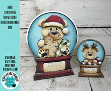 Load image into Gallery viewer, Bear Christmas Snow Globe Interchangeable File SVG, TINY, Teddy, Reindeer, Rudolph, Glowforge, Santa, Tiered Tray LuckyHeartDesignsCo
