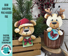 Load image into Gallery viewer, Bear Christmas Mug Hugger File SVG, Glowforge Tiered Tray, Santa, Rudolph, Reindeer, Teddy, Tray Decor, Holiday, Topper, LuckyHeartDesignsCo

