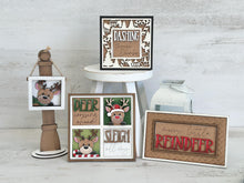 Load image into Gallery viewer, Reindeer Cute Christmas MINI Interchangeable Leaning Sign File SVG, Santa, Rudolph, Deer, Tree, Tiered Tray Glowforge, LuckyHeartDesignsCo
