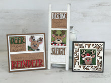 Load image into Gallery viewer, Reindeer Cute Christmas MINI Interchangeable Leaning Sign File SVG, Santa, Rudolph, Deer, Tree, Tiered Tray Glowforge, LuckyHeartDesignsCo
