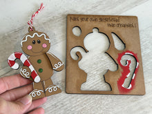 Load image into Gallery viewer, Gingerbread Christmas Ornament Kids Pop Out Craft File SVG, Gift, Build Your Own, Winter, Holiday, Glowforge, LuckyHeartDesignsCo

