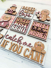 Load image into Gallery viewer, Gingerbread Cute Christmas Interchangeable Leaning Sign File SVG, Glowforge Candy Cane, Man, Men, Reindeer, Santa, LuckyHeartDesignsCO
