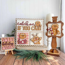 Load image into Gallery viewer, Gingerbread Cute Christmas Interchangeable Leaning Sign File SVG, Glowforge Candy Cane, Man, Men, Reindeer, Santa, LuckyHeartDesignsCO
