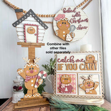 Load image into Gallery viewer, Gingerbread Cute Christmas Interchangeable Leaning Sign File SVG, Glowforge Candy Cane, Man, Men, Reindeer, Santa, LuckyHeartDesignsCO
