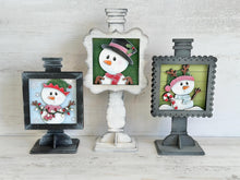 Load image into Gallery viewer, Snowman Cute Christmas Interchangeable Leaning Sign File SVG, Glowforge Rudolph Snowmen, Santa, Winter, Reindeer, Santa, LuckyHeartDesignsCO
