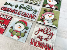 Load image into Gallery viewer, Snowman Cute Christmas Interchangeable Leaning Sign File SVG, Glowforge Rudolph Snowmen, Santa, Winter, Reindeer, Santa, LuckyHeartDesignsCO
