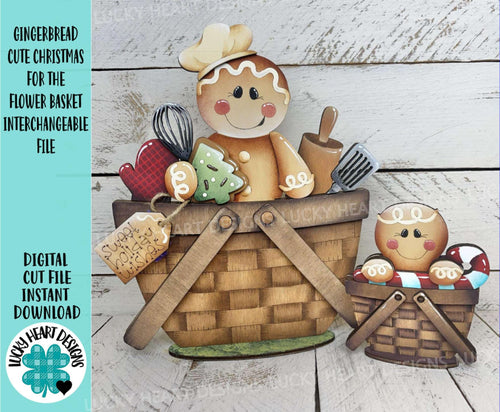Gingerbread Cute Christmas For The Flower Basket Interchangeable File SVG, TINY, Cookie Baking, Holiday, Glowforge, LuckyHeartDesignsCo