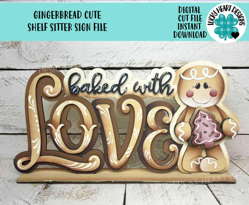 Gingerbread Cute Christmas Standing Sign File SVG, Santa Baking, Cookie Mantle decor Centerpiece glowforge LuckyHeartDesignsCo