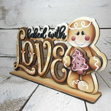 Load image into Gallery viewer, Gingerbread Cute Christmas Standing Sign File SVG, Santa Baking, Cookie Mantle decor Centerpiece glowforge LuckyHeartDesignsCo
