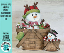 Load image into Gallery viewer, Snowman Cute Christmas For The Flower Basket Interchangeable File SVG, TINY Santa Tree Lights Tiered Tray, Glowforge, LuckyHeartDesignsCo

