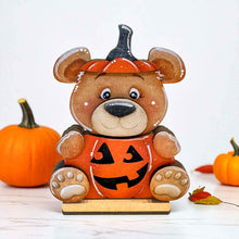 Load image into Gallery viewer, Bear Halloween Standing File SVG, Pumpkin, Witch, Jack-o-lantern, Farm, Woodland Tiered Tray Glowforge, LuckyHeartDesignsCo
