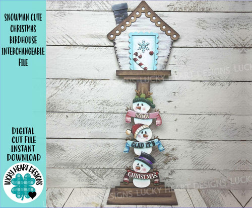 Snowman Cute Christmas for the Birdhouse Interchangeable File SVG, Santa Frosty Seasonal, Holiday Shapes, Glowforge, LuckyHeartDesignsCo