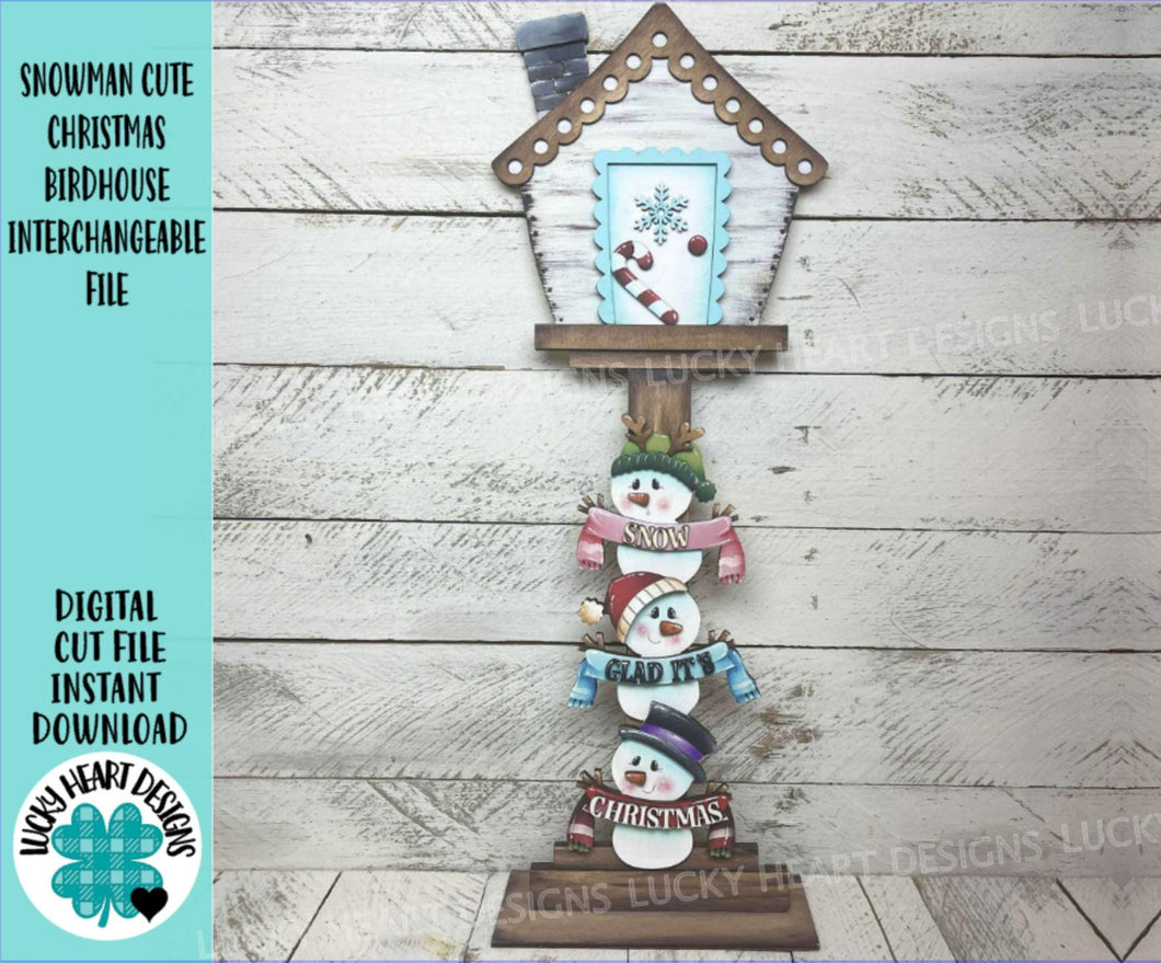 Snowman Cute Christmas for the Birdhouse Interchangeable File SVG, Santa Frosty Seasonal, Holiday Shapes, Glowforge, LuckyHeartDesignsCo