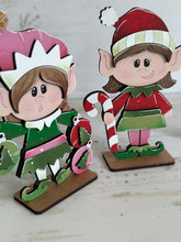Load image into Gallery viewer, Elf Cute Christmas Standing File SVG, Glowforge Santa, Rudolph, Elves, Presents, Tiered Tray, Holiday, LuckyHeartDesignsCo
