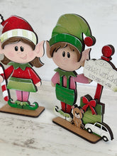 Load image into Gallery viewer, Elf Cute Christmas Standing File SVG, Glowforge Santa, Rudolph, Elves, Presents, Tiered Tray, Holiday, LuckyHeartDesignsCo
