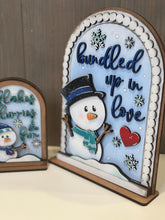 Load image into Gallery viewer, Winter Snowman Tall Arch Sign Interchangeable File SVG, TINY, INSERT only Snowmen Frosty Glowforge, Holiday, Tiered Tray LuckyHeartDesignsCo
