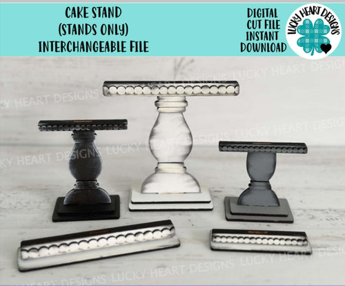 Cake Stand Interchangeable File SVG, (bases ONLY) Halloween Christmas, Fall, Valentine, Glowforge, Holiday, Tiered Tray LuckyHeartDesignsCo