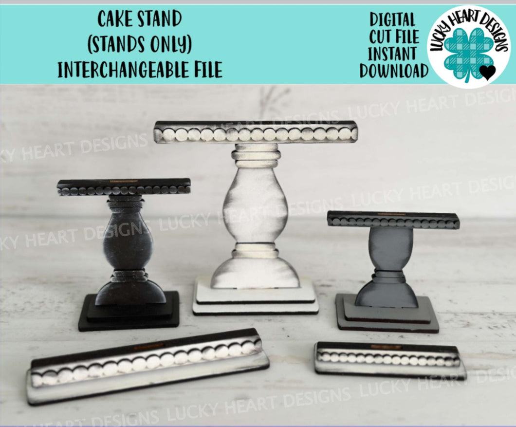 Cake Stand Interchangeable File SVG, (bases ONLY) Halloween Christmas, Fall, Valentine, Glowforge, Holiday, Tiered Tray LuckyHeartDesignsCo