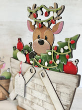 Load image into Gallery viewer, Reindeer Cute Christmas For The Flower Basket Interchangeable File SVG, TINY Santa Tree Lights Tiered Tray, Glowforge, LuckyHeartDesignsCo
