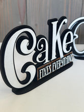 Load image into Gallery viewer, Cake Shelf Sitter Standing Sign File SVG, Cupcake, Mantle decor, Centerpiece, glowforge, LuckyHeartDesignsCo
