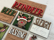 Load image into Gallery viewer, Reindeer Cute Christmas MINI Interchangeable Leaning Sign File SVG, Santa, Rudolph, Deer, Tree, Tiered Tray Glowforge, LuckyHeartDesignsCo
