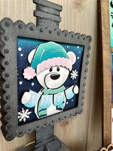 Load image into Gallery viewer, Bear Cute Winter Interchangeable Leaning Sign File SVG, glowforge Snowman, Snowmen, Polar, Tiered Tray, LuckyHeartDesignsCo
