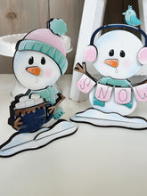 Load image into Gallery viewer, Snowman Cute Winter Standing File SVG, Glowforge, Sleigh, Hot Cocoa, Chocolate Snowmen, Winter Tiered Tray LuckyHeartDesignsCo
