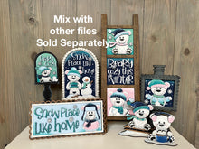 Load image into Gallery viewer, Bear Cute Winter Standing File SVG, Glowforge, Sleigh, Hot Cocoa, Chocolate Snowmen, Polar Snowman Winter Tiered Tray LuckyHeartDesignsCo
