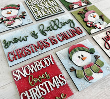 Load image into Gallery viewer, Snowman Cute Christmas Interchangeable Leaning Sign File SVG, Glowforge Rudolph Snowmen, Santa, Winter, Reindeer, Santa, LuckyHeartDesignsCO
