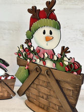 Load image into Gallery viewer, Snowman Cute Christmas For The Flower Basket Interchangeable File SVG, TINY Santa Tree Lights Tiered Tray, Glowforge, LuckyHeartDesignsCo
