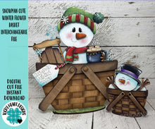 Load image into Gallery viewer, Snowman Cute Winter For The Flower Basket Interchangeable File SVG, TINY, Hot Cocoa, Frosty Tiered Tray, Glowforge, LuckyHeartDesignsCo
