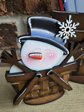 Load image into Gallery viewer, Snowman Cute Winter For The Flower Basket Interchangeable File SVG, TINY, Hot Cocoa, Frosty Tiered Tray, Glowforge, LuckyHeartDesignsCo
