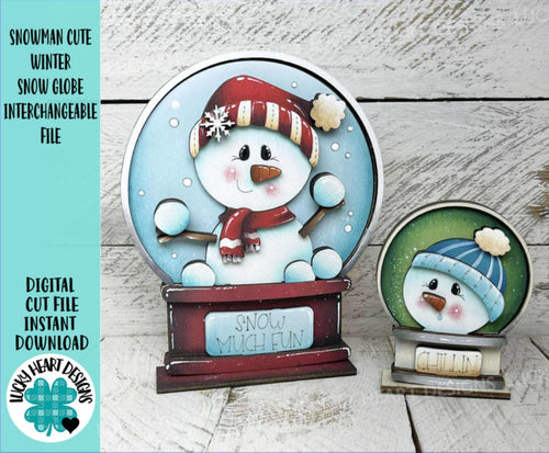 Snowman Cute Winter Snow Globe Interchangeable File SVG, Glowforge, TINY, Snowmen, Frosty Snowflake, Tiered Tray LuckyHeartDesignsCo