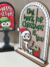 Load image into Gallery viewer, Owl Cute Christmas Tall Arch Sign Interchangeable File SVG, TINY, INSERT only, Santa, Glowforge, Holiday, Tiered Tray LuckyHeartDesignsCo
