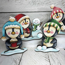 Load image into Gallery viewer, Penguin Cute Winter Standing File SVG, Glowforge, Sleigh, Hot Cocoa, Chocolate Snowman Snowmen Arctic Winter Tiered Tray LuckyHeartDesignsCo
