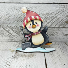 Load image into Gallery viewer, Penguin Cute Winter Standing File SVG, Glowforge, Sleigh, Hot Cocoa, Chocolate Snowman Snowmen Arctic Winter Tiered Tray LuckyHeartDesignsCo
