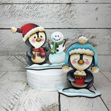 Load image into Gallery viewer, Penguin Cute Winter Standing File SVG, Glowforge, Sleigh, Hot Cocoa, Chocolate Snowman Snowmen Arctic Winter Tiered Tray LuckyHeartDesignsCo
